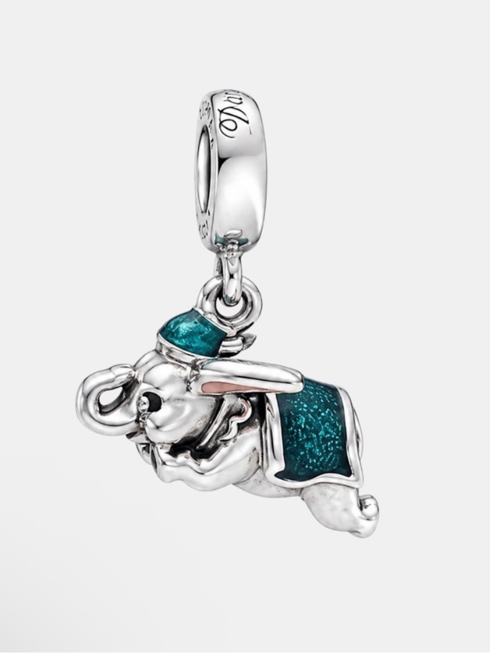 Pandora Silver Flying Dumbo Dangle Charm with Teal Enamel Accents